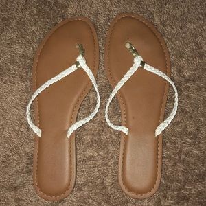 White strap flip flops